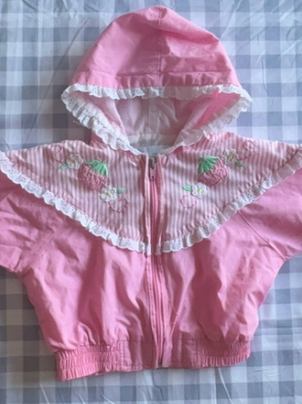 miniwear Pink Lined Hooded Jacket with Lace Trim